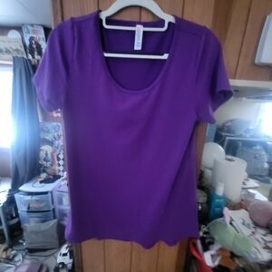 Purple And Pink Scoop Neck Women's Tops
